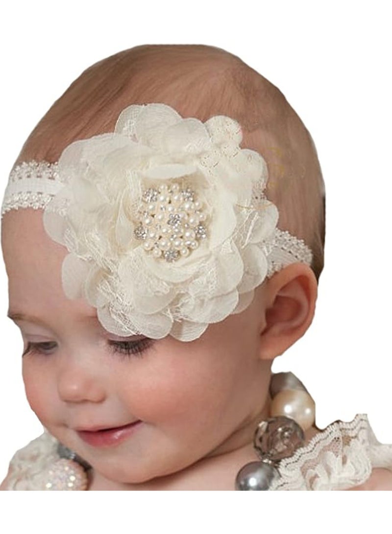 Baby Girl Flower Headband, Lace Headband, Newborn Headband, Baby Hair Accessories - Image 1