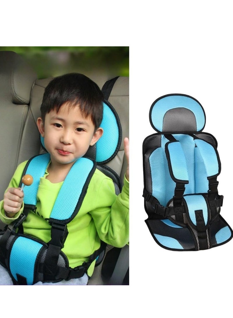 Auto Child Safety Seat Simple Car Portable Seat Belt, Car Seatbelt Protector for Kids 0-12, Foldable Car Seat Protection Travel Accessories, Sky Blue-small  - Image 1