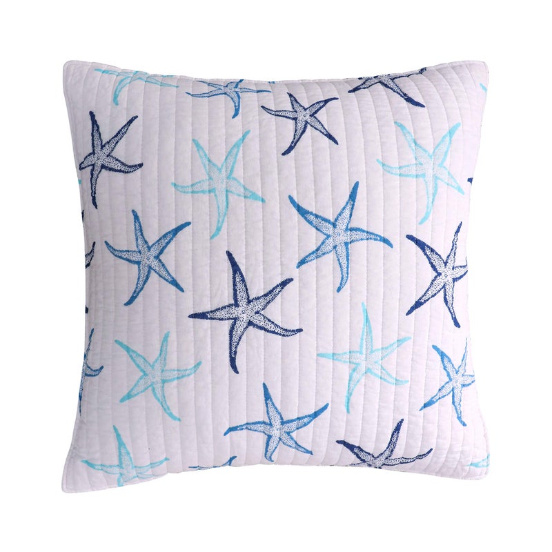 Levtex Home  Camps Bay  Euro Shams Set of Two  26x26in No Insert  Starfish Pattern  Cotton Fabric