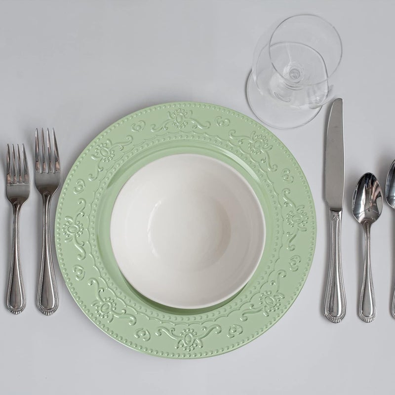 Brightalk 13Inch Charger Plates 6Pcs Dinner Plate Chargers Round Server Ware Compatible with Ceramicchina tableware Green - Image 4