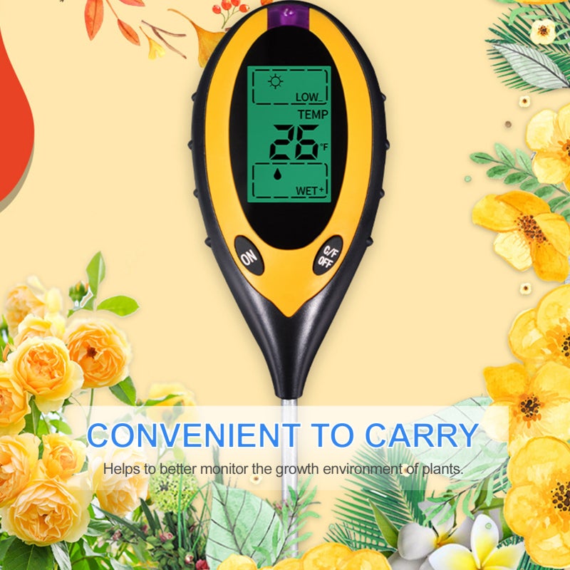 Soil Tester: 4-in-1 LED Backlight Screen Soil Meter - Easy To Use Portable Soil Temperature Tester for Indoor Outdoor Garden Lawn Farm Plant Care - Image 3