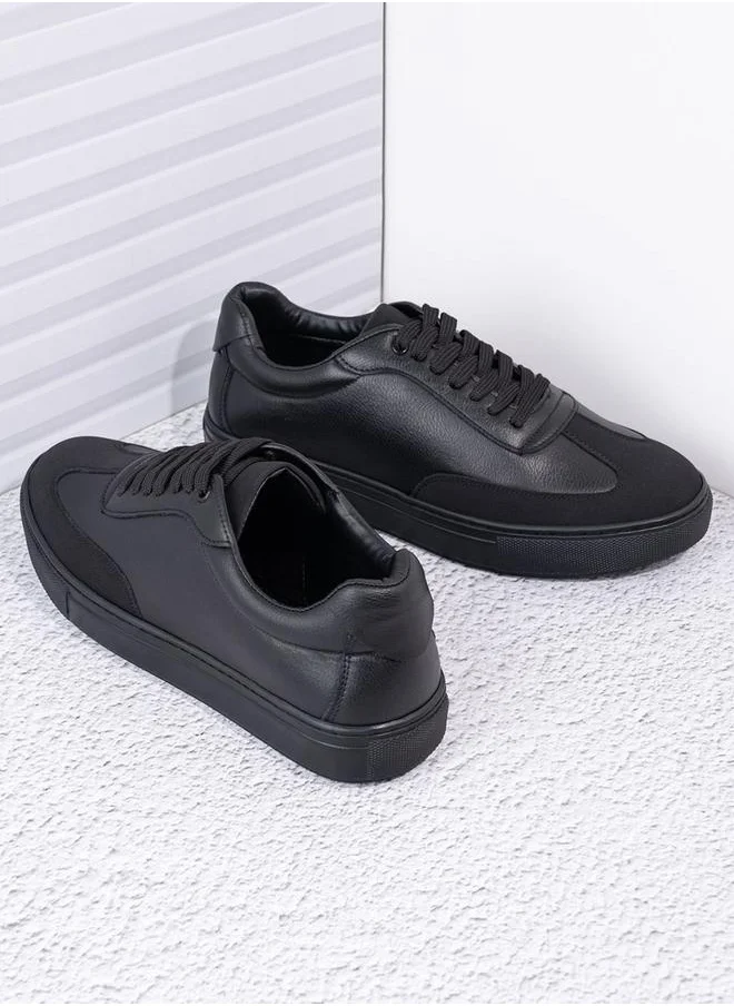 Styli Panelled Lace Up Platform Sole Sneakers