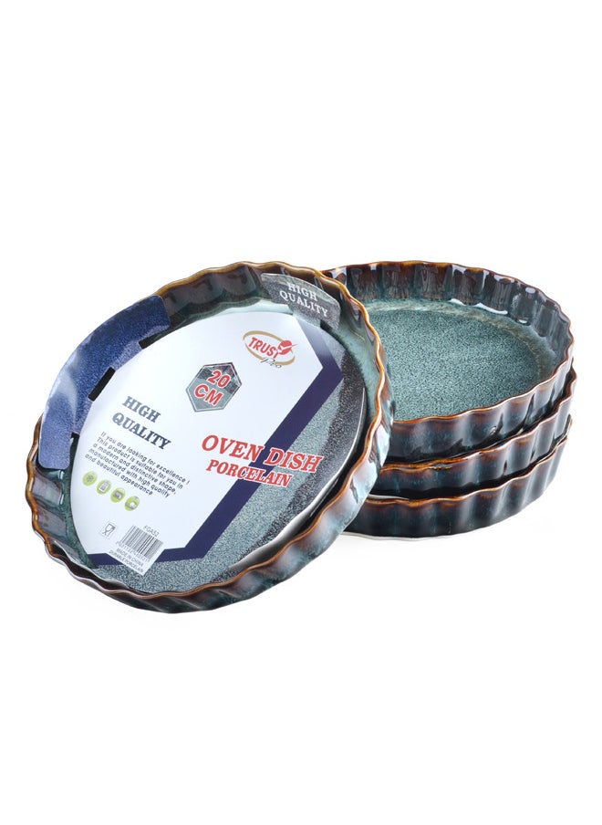 Trust 4-Piece Round Porcelain Baking Dish 20CM Dark Green  - Image 3