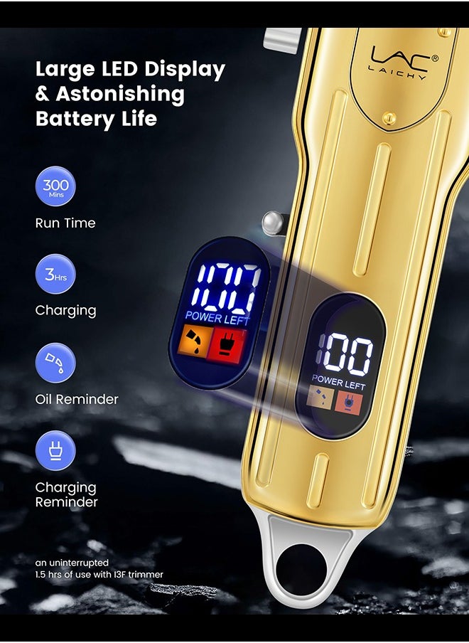 LAC Hair Clippers for Men Hair Trimmer Beard Trimmer for Men Razor Kit - Gold Rechargeable USB Professional Cordless Hair Clippers for Men with LED Display for Barber  - Image 3
