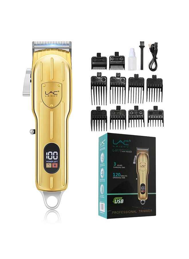 LAC Hair Clippers for Men Hair Trimmer Beard Trimmer for Men Razor Kit - Gold Rechargeable USB Professional Cordless Hair Clippers for Men with LED Display for Barber  - Image 2