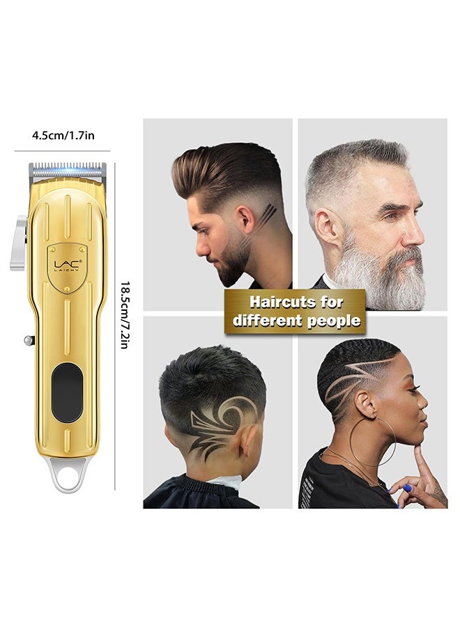 LAC Hair Clippers for Men Hair Trimmer Beard Trimmer for Men Razor Kit - Gold Rechargeable USB Professional Cordless Hair Clippers for Men with LED Display for Barber  - Image 5