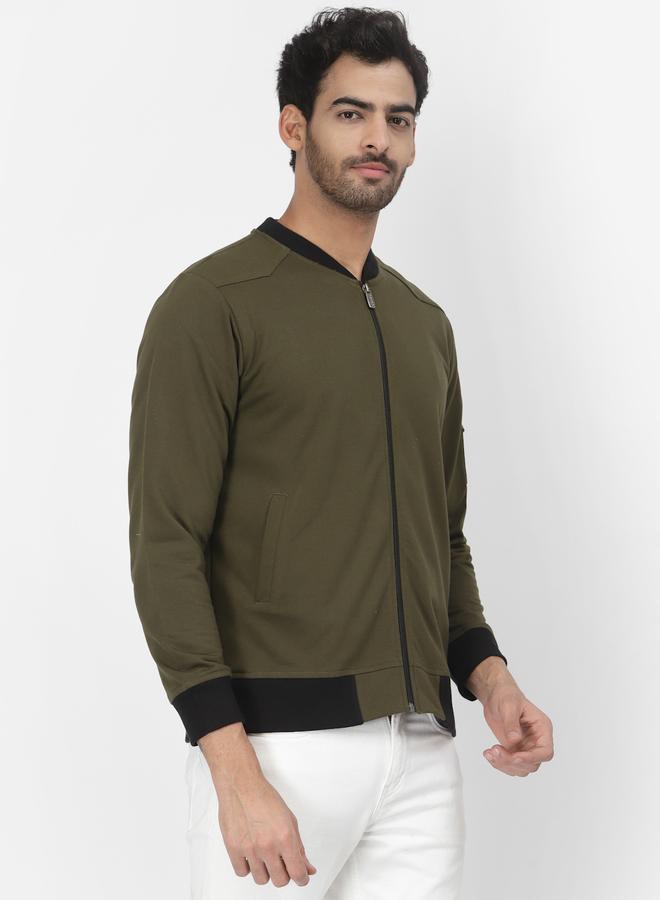 PAUSE Men Olive Regular Fit Contrast Trim Jacket - Image 4