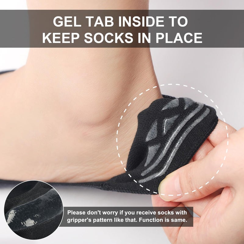 Toes Home No Show Socks Womens, Ultra Low Cut Liners Non Slip Footies for Flats Hidden Invisible Boat Summer Black 5 Pairs - Image 3