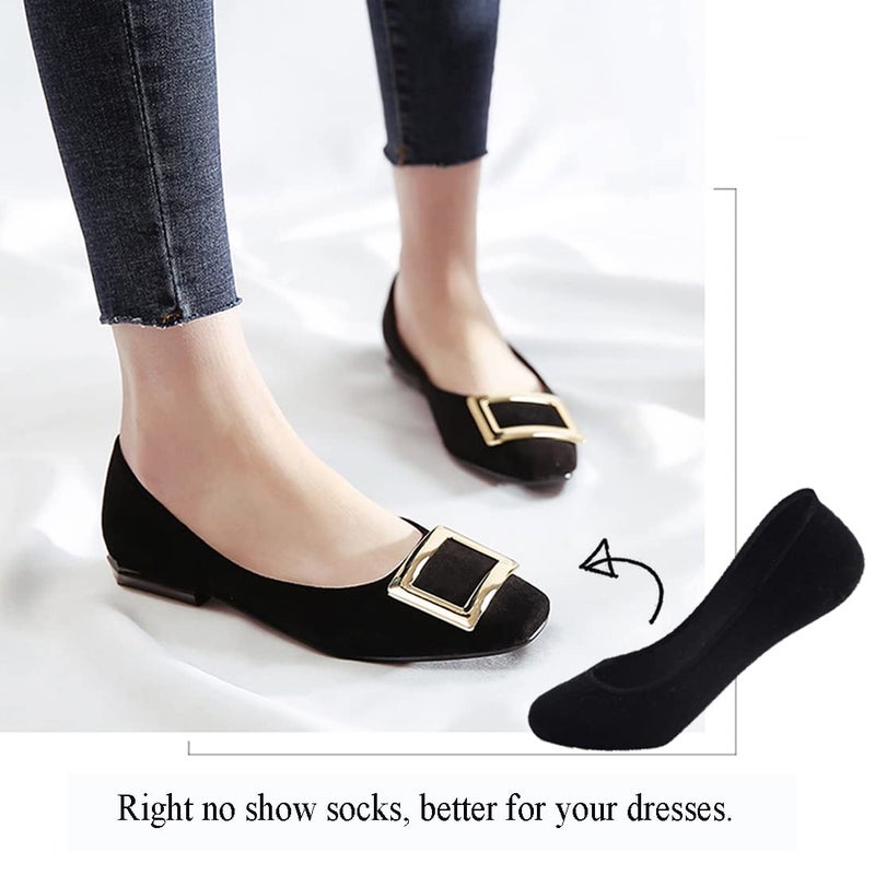 Toes Home No Show Socks Womens, Ultra Low Cut Liners Non Slip Footies for Flats Hidden Invisible Boat Summer Black 5 Pairs - Image 5
