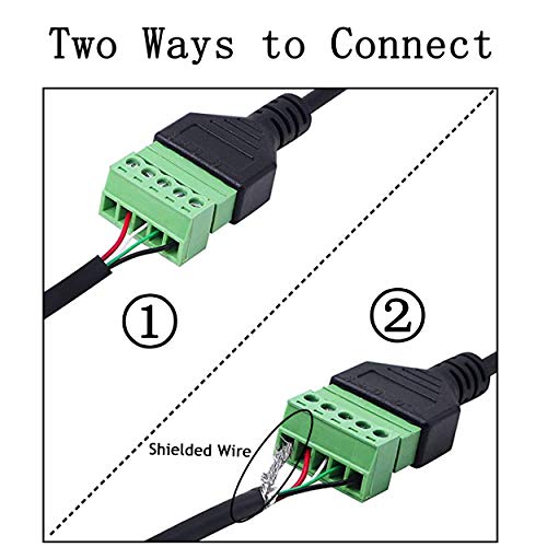 XMSJSIY USB C Terminal, Type C Male Screw Terminal Block Connector Solderless Pluggable 5P Block Extension Cord Transfer Data & Charging for Type-C Interface Devices (USB C Male) - Image 4