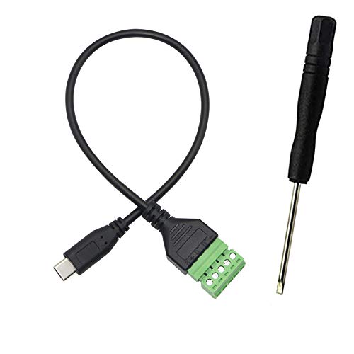 XMSJSIY USB C Terminal, Type C Male Screw Terminal Block Connector Solderless Pluggable 5P Block Extension Cord Transfer Data & Charging for Type-C Interface Devices (USB C Male) - Image 1