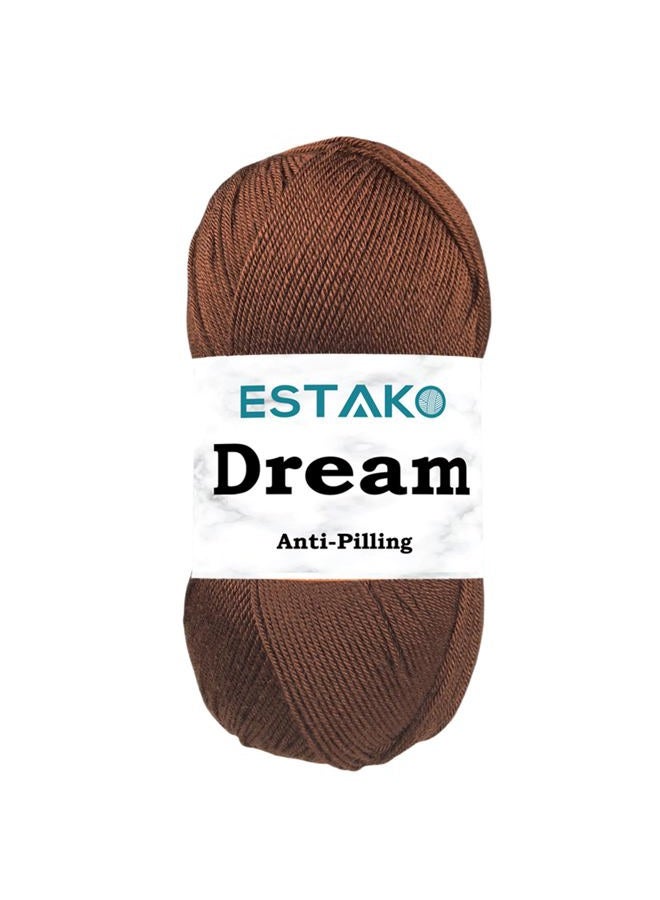 Estako Dream, 100% Microfiber Acrylic Yarn, Soft, Super Fino/ Weight (1) for Crochet and Knitting 3.5 Oz (100g) / 382 Yrds (350m) (70792 - Brown) - Image 1
