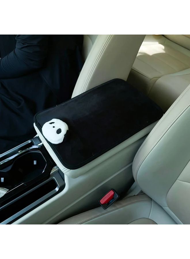 Panda Armrest Cover With Bow Tie Design Universal Fit Protective Cushion 1pc - Image 1