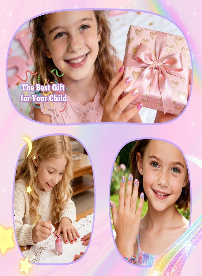 Krofaue Kids Fake Nails - 240PCS 10 Sizes Squared Oval Half Matte Full Cover Acrylic Nail Tips, Girls Press On Nails Age 6-10, Kids Birthday Party New Year Gift, DIY Art and Decoration - Image 2