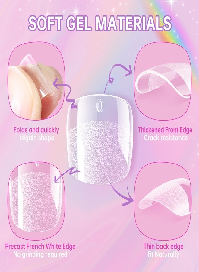 Krofaue Kids Fake Nails - 240PCS 10 Sizes Squared Oval Half Matte Full Cover Acrylic Nail Tips, Girls Press On Nails Age 6-10, Kids Birthday Party New Year Gift, DIY Art and Decoration - Image 5