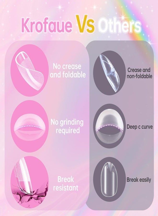 Krofaue Kids Fake Nails - 240PCS 10 Sizes Squared Oval Half Matte Full Cover Acrylic Nail Tips, Girls Press On Nails Age 6-10, Kids Birthday Party New Year Gift, DIY Art and Decoration - Image 4