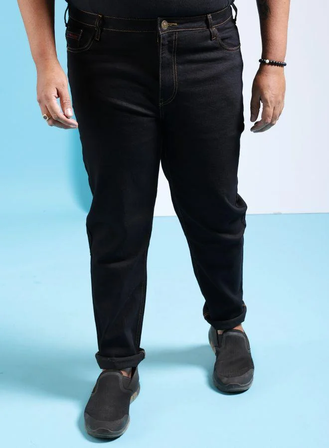 Men Plus Size Slim Fit Solid Mid-Rise Stretchable Jeans