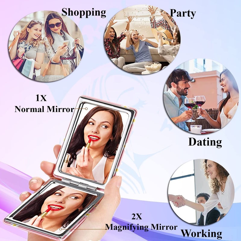 MAJESTIQUE MAJESTIQUE Compact Mirror for WomenTravel Makeup Mirror for Handbag Pocket Portable DoubleSided Magnifying Cosmetic Mirror for Daily Use Multicolor - Image 5
