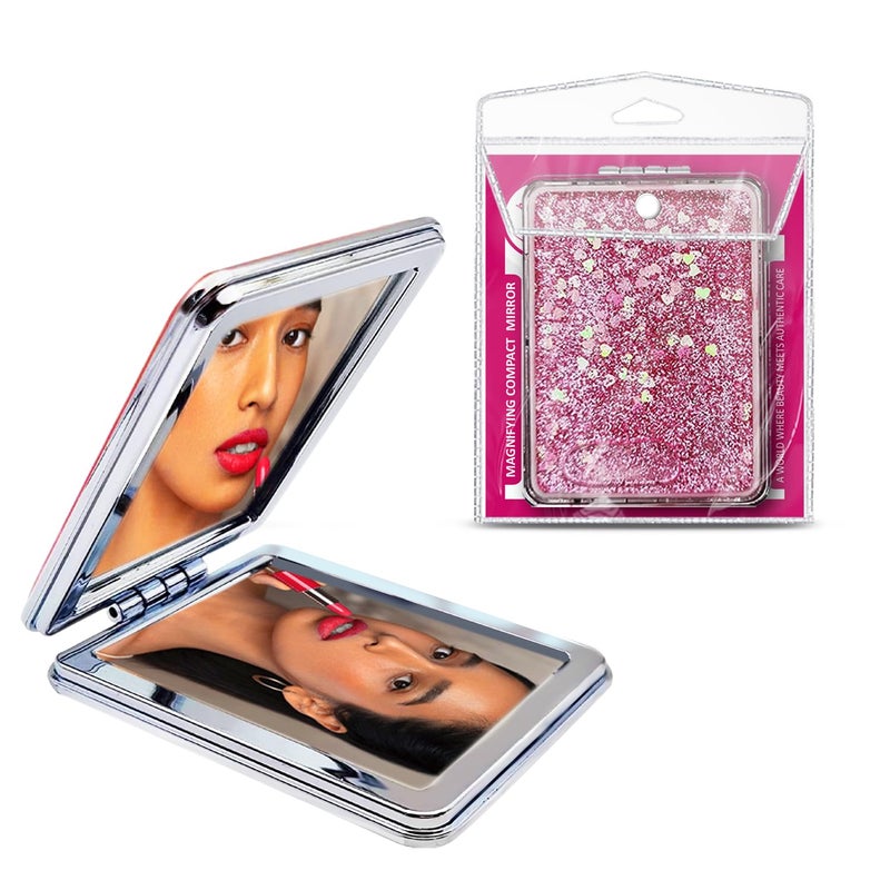 MAJESTIQUE MAJESTIQUE Compact Mirror for WomenTravel Makeup Mirror for Handbag Pocket Portable DoubleSided Magnifying Cosmetic Mirror for Daily Use Multicolor - Image 1