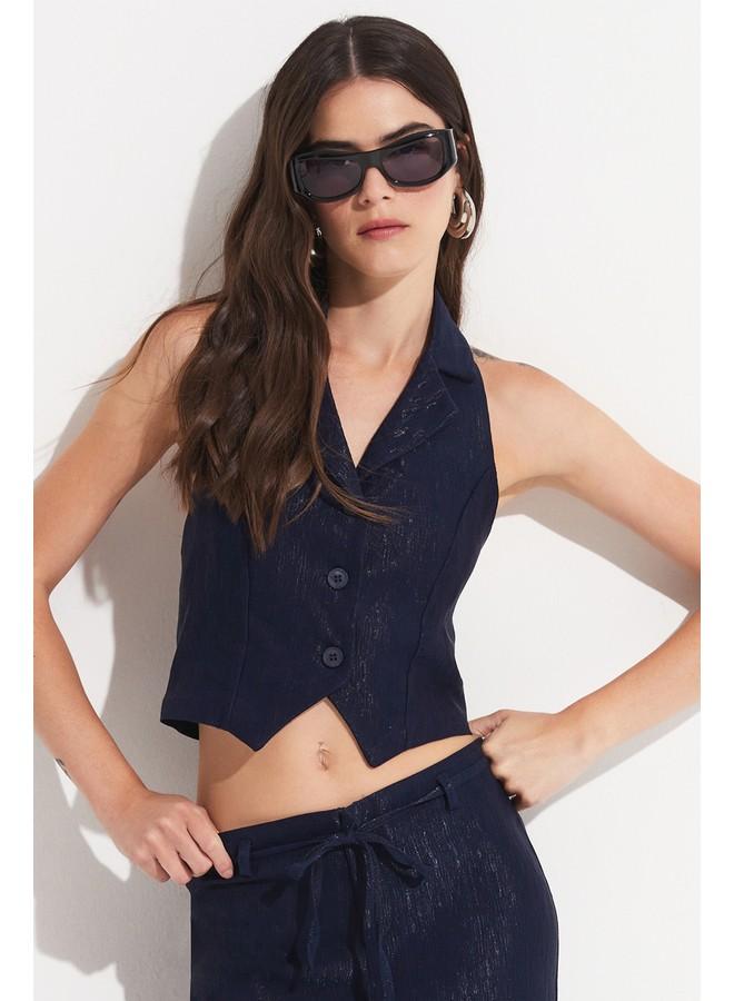 جون طقم بنطلون وبلوزة نسائي فيسكوز من جوني - كحلي - Image 2