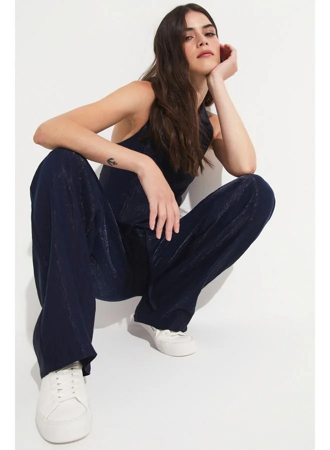 جون June Women Viscose Blend Vest Trouser Set Navy