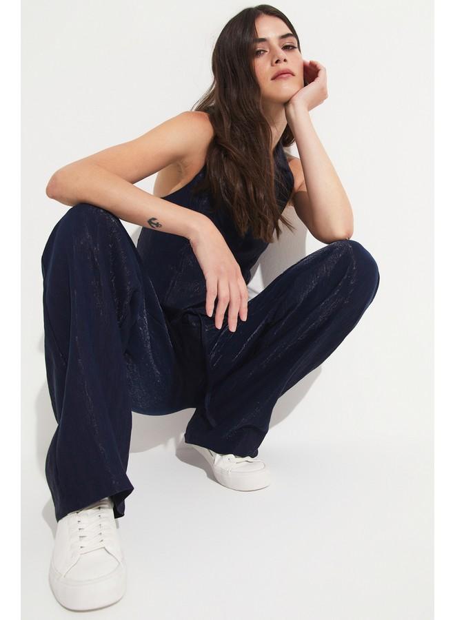 جون طقم بنطلون وبلوزة نسائي فيسكوز من جوني - كحلي - Image 3