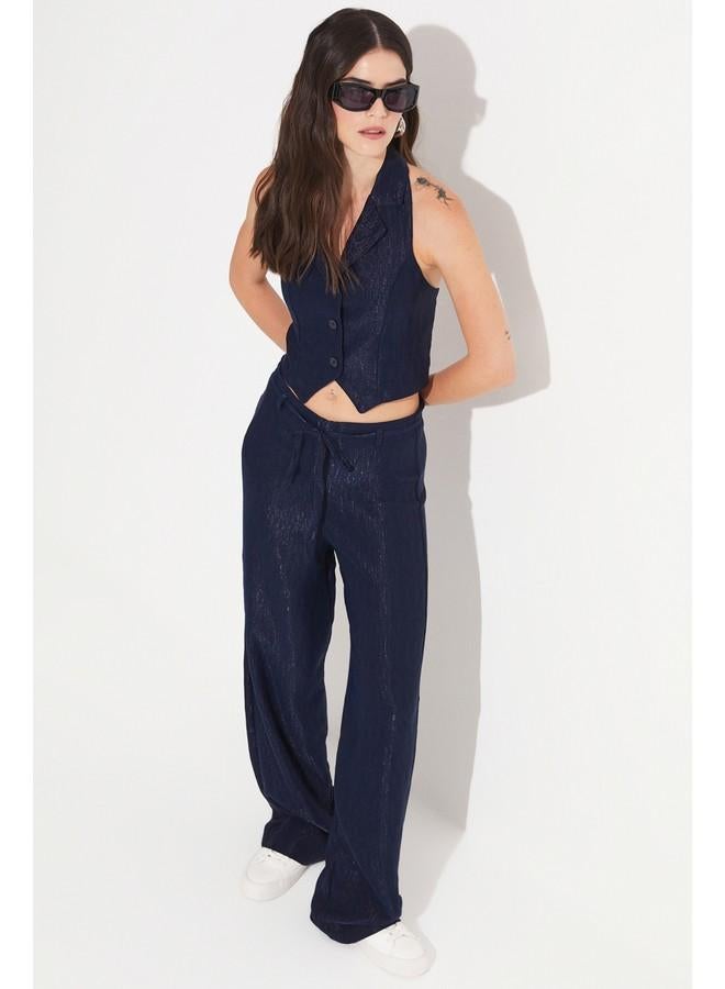 جون طقم بنطلون وبلوزة نسائي فيسكوز من جوني - كحلي - Image 1