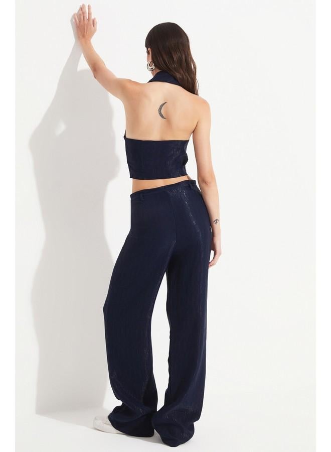 جون طقم بنطلون وبلوزة نسائي فيسكوز من جوني - كحلي - Image 4