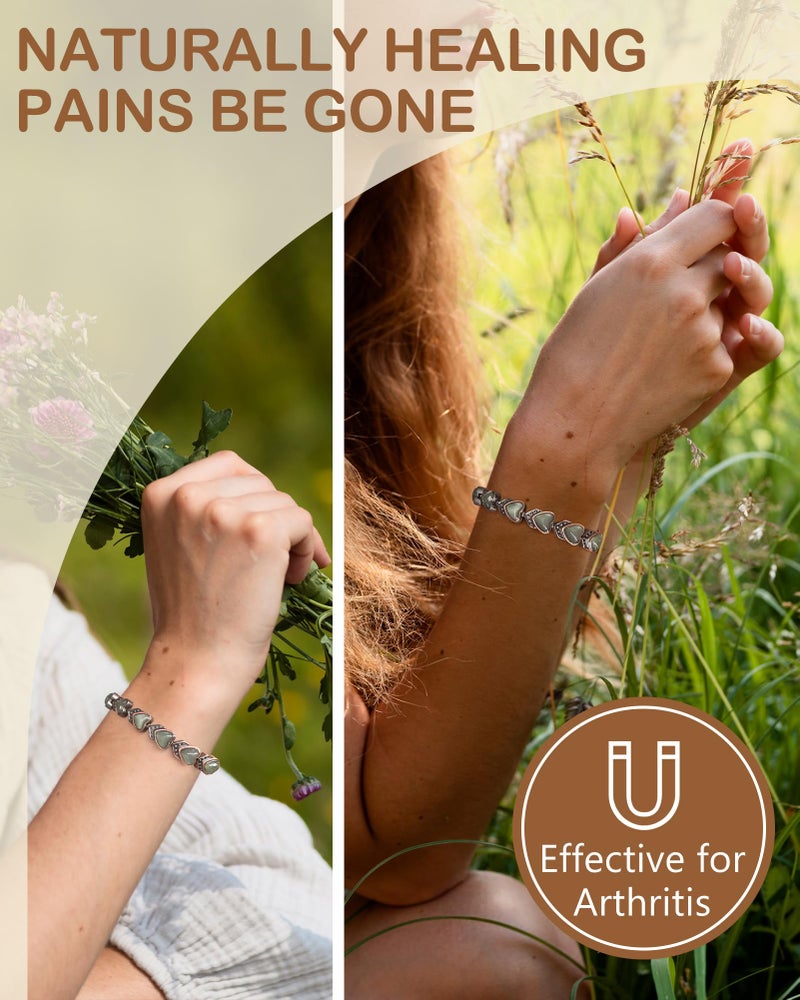 Feraco Pure Copper Bracelets for Women, Ultra Strength Magnetic Bracelet with 3800 Gauss Magnets & Natural Aventurine, Adjustable Jewelry - Image 2