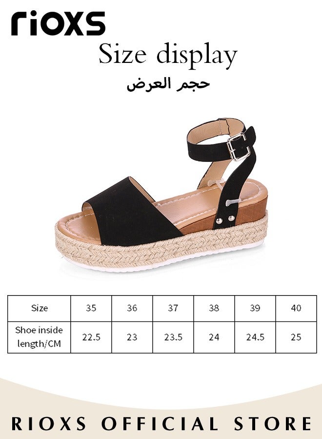 ريوكس صنادل نسائية رومانية جوفاء صنادل مفتوحة من الأمام صنادل صيفية مريحة مع مشبك  - Image 4