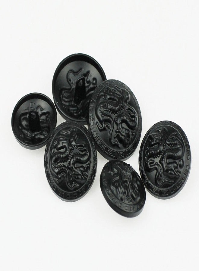 RECHERE 12 PCS Embossed Chinese Dragon Pattern Metal Shank Buttons Craft for DIYS Sewing Embellishment (Black,23mm) - Image 2