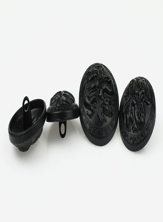 RECHERE 12 PCS Embossed Chinese Dragon Pattern Metal Shank Buttons Craft for DIYS Sewing Embellishment (Black,23mm) - Image 3