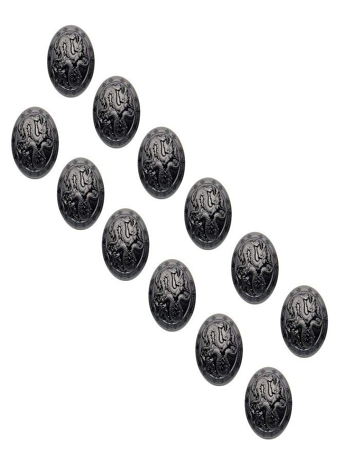 RECHERE 12 PCS Embossed Chinese Dragon Pattern Metal Shank Buttons Craft for DIYS Sewing Embellishment (Black,23mm) - Image 1