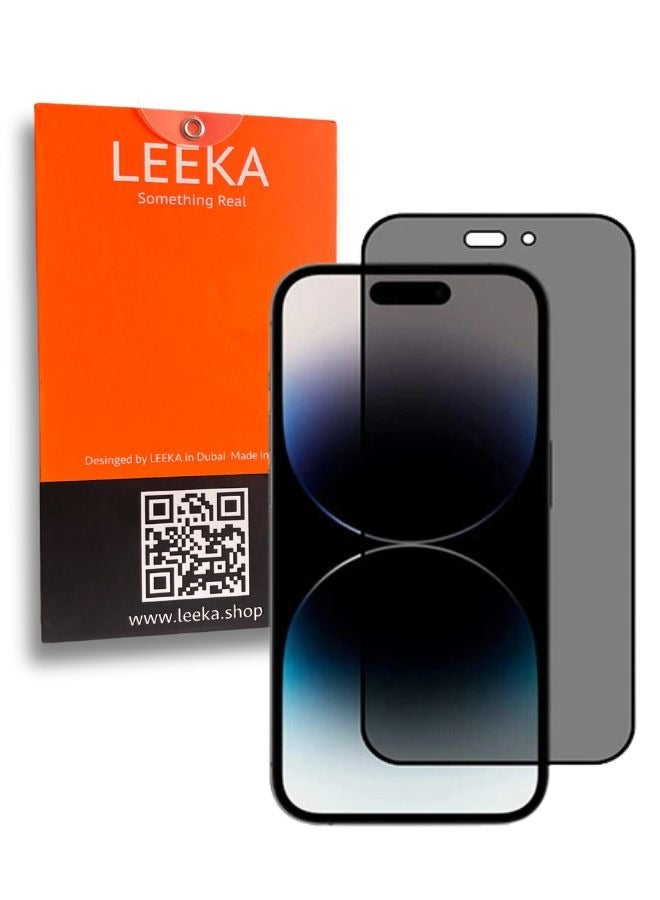 LEEKA iPhone 14 Pro Privacy Screen Protector with HD view Bubble Free, Anti-spy and Anti-scratch Ultra Clear full screen anti finger print protection with free Easy Installation kit and wipes tempered glass - Image 1