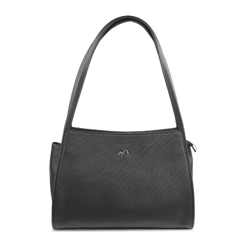 Metro Black Faux Leather Premium Zipper Casual Shoulder Bag For Women - Image 1