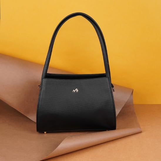 Metro Black Faux Leather Premium Zipper Casual Shoulder Bag For Women - Image 2