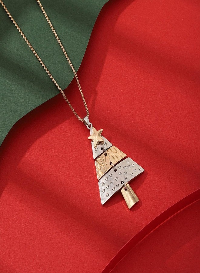 MIFYNN Christmas Necklace for Women Cute Christmas Tree Pendant Necklace Holiday Charm Necklace Christmas Jewelry Stocking Stuffers (Two-tone) - Image 5