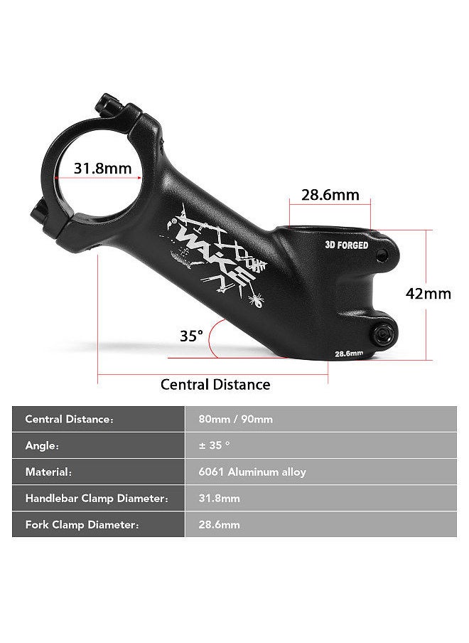 WAKE 35 Degree Bicycle Stem Ultralight Bicycle Stem Mountain Road Bike Stem for 31.8mm Handlebar  - Image 3