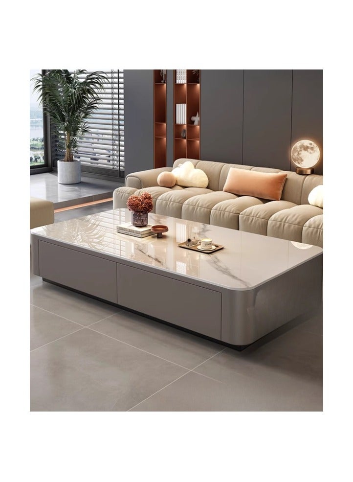 keke Coffee Table for Living Room Small Household Tea Table Modern light luxury Combination Simple 140*60cm Light Grey - Image 1