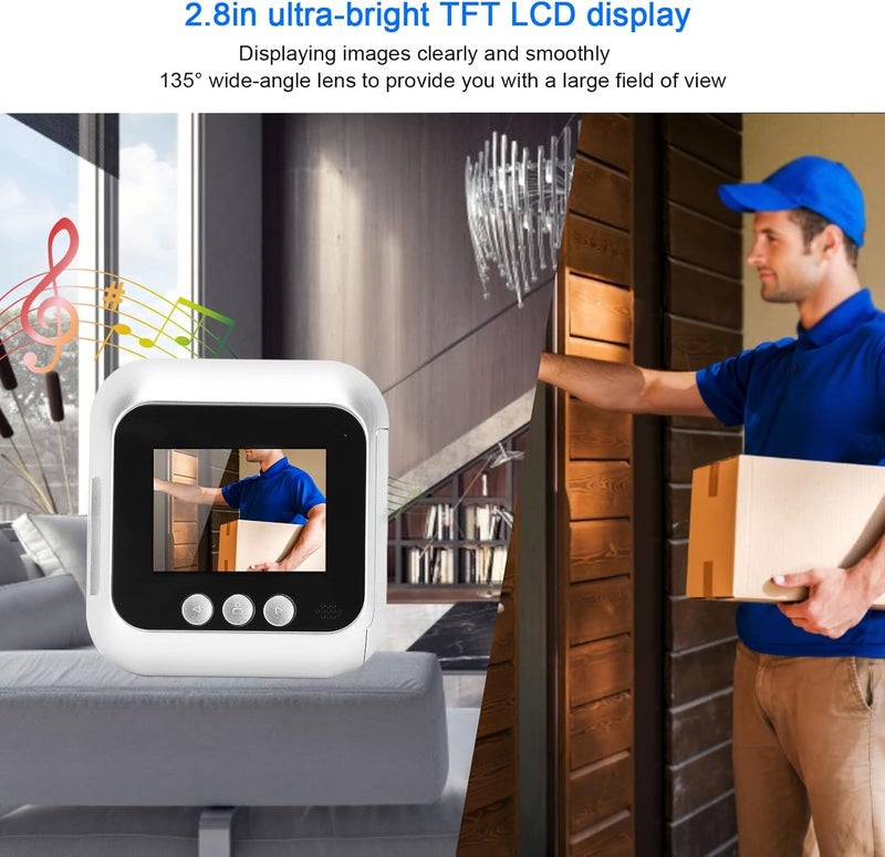 comfrt Door Peephole Camera, 2.8in Smart Video Doorphone Peephole Doorbell Viewer with 135° Wide Angle， Night Vision 720P for Household - Image 2