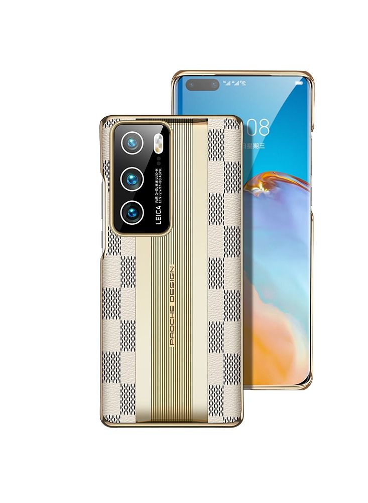 Suteni Plaid Back Cover Card Slots Leather Phone Case for Huawei