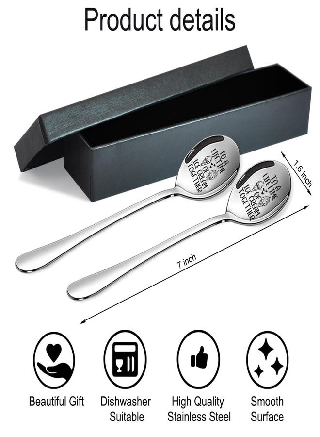 ZBBFSCSB Ice Cream Together 2 Pack Spoons with Gift Box, Ice Cream Together Scoops for Couples, Our Ice Cream Scoops, Spoon Couple Gifts (Funny, G) - Image 2