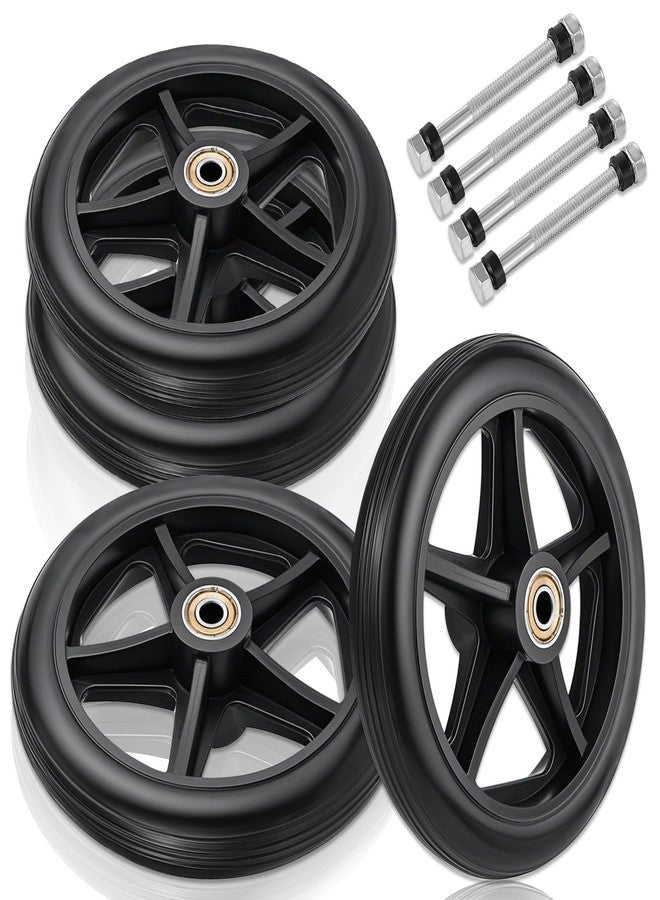 SHENLIU 4 Pack Wheel Replacement with 4 Axles, 6 Inch Heavy-Duty Anti-Slip Solid Caster Roller Wheels for Walkers Wheelchair Front Wheel Walker Caster for Wheelchairs Rollators Walkers - Image 1