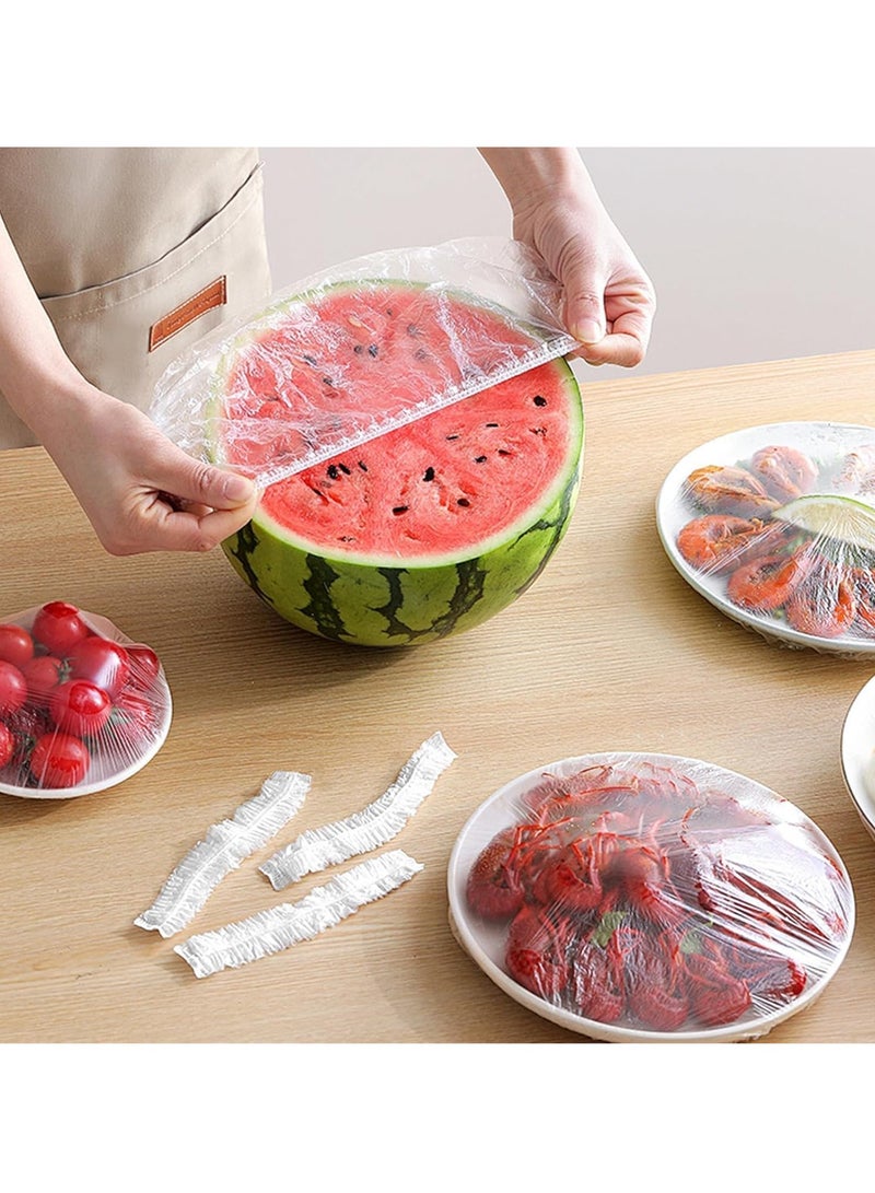 100pcs Disposable Food Cover Plastic Wrap｜Fresh Keeping Bags Food Storage Covers｜Plastic Disposable Cling Film｜Containers Caps Fridge Storage Kitchen Transparent Saver Bag  - Image 5