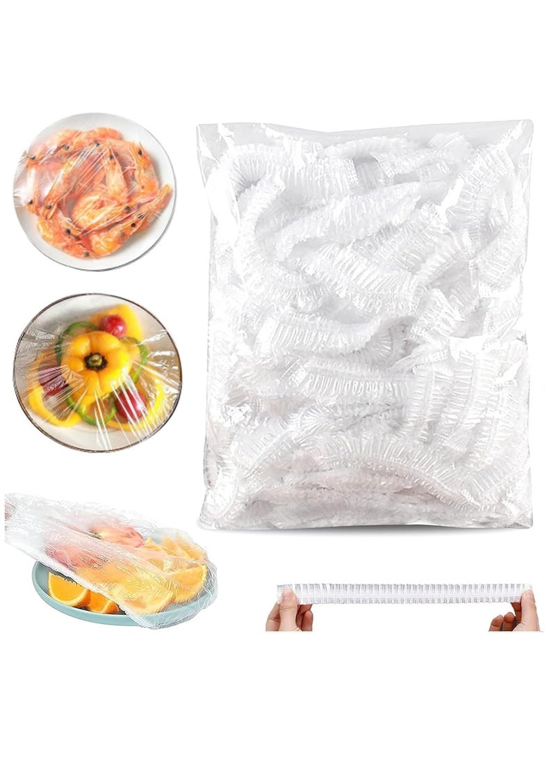 100pcs Disposable Food Cover Plastic Wrap｜Fresh Keeping Bags Food Storage Covers｜Plastic Disposable Cling Film｜Containers Caps Fridge Storage Kitchen Transparent Saver Bag  - Image 1