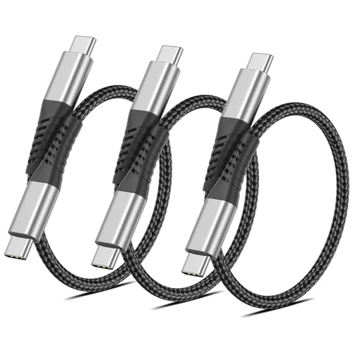Umefly 1ft USB C to USB C Cable, 3 Pack Short USB C Cable for Car, Braided Type C Fast Charging Cord for iPhone 15 16 17 Pro Max iPad MacBook Android Samsung Galaxy S23 Ultra Pixel, USBC to USBC Cable 1 ft - Image 1