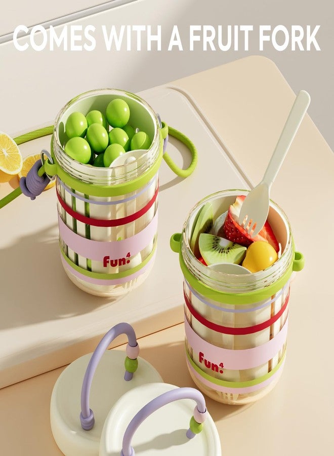 metgoods Portable Picnic Fruit Storage Cup With Fork, Plastic Salad Cups with Leakproof Lids, Fruit and Storage Drainer Container - Image 5