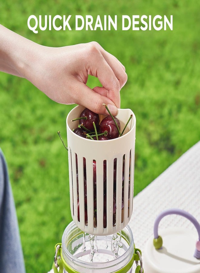 metgoods Portable Picnic Fruit Storage Cup With Fork, Plastic Salad Cups with Leakproof Lids, Fruit and Storage Drainer Container - Image 3