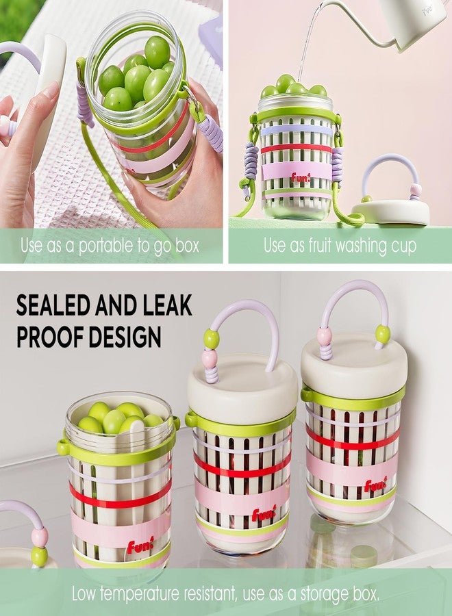 metgoods Portable Picnic Fruit Storage Cup With Fork, Plastic Salad Cups with Leakproof Lids, Fruit and Storage Drainer Container - Image 4