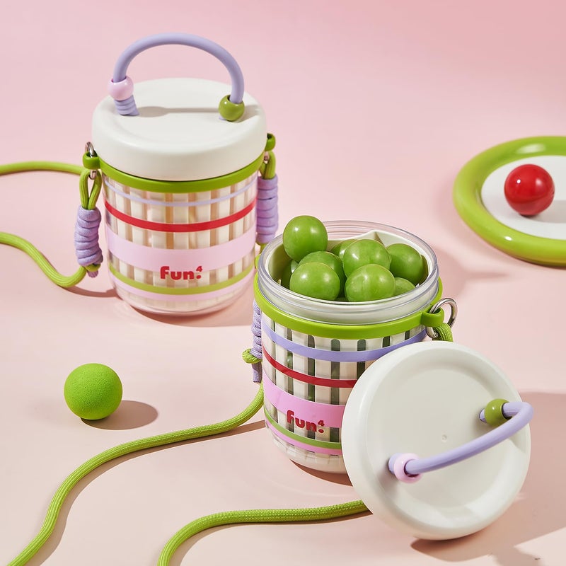 metgoods Portable Picnic Fruit Storage Cup With Fork, Plastic Salad Cups with Leakproof Lids, Fruit and Storage Drainer Container - Image 1